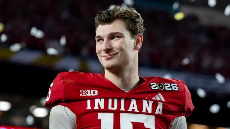 fernando mendoza smiles after college championship game