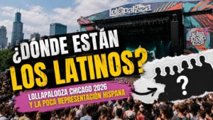 Cartel oficial de Lollapalooza Chicago 2026 con el lineup de artistas que se presentarán en Grant Park.